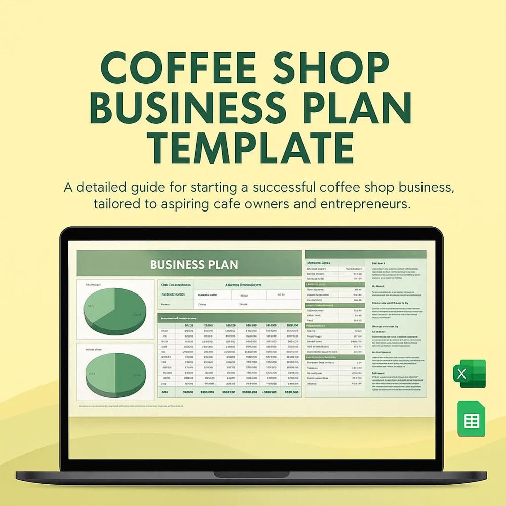 Coffee Shop Business Plan Template Excel & Google Sheets | Café Financial Projection